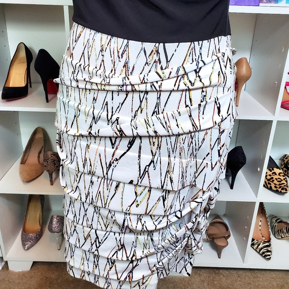 BCBG Asymmetric Body Con Coctail Dress Black - Picture 5 of 8